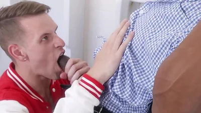 Muscular Black Dork Gets Dominated and Fucked in the Restrooms by the Class Bully