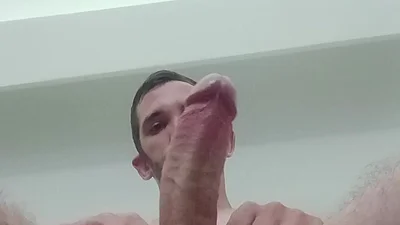 Young guy cums all over with his big cock