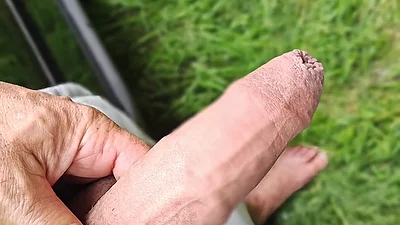 Uncut cock pissing