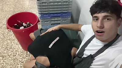 Submissive Latino in BDSM Cross Bondage, Ass Eating &, Public Hotel Kitchen Sex