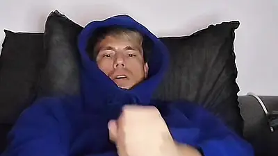 Young boy is jerking off and squirts a lot of sperm!
